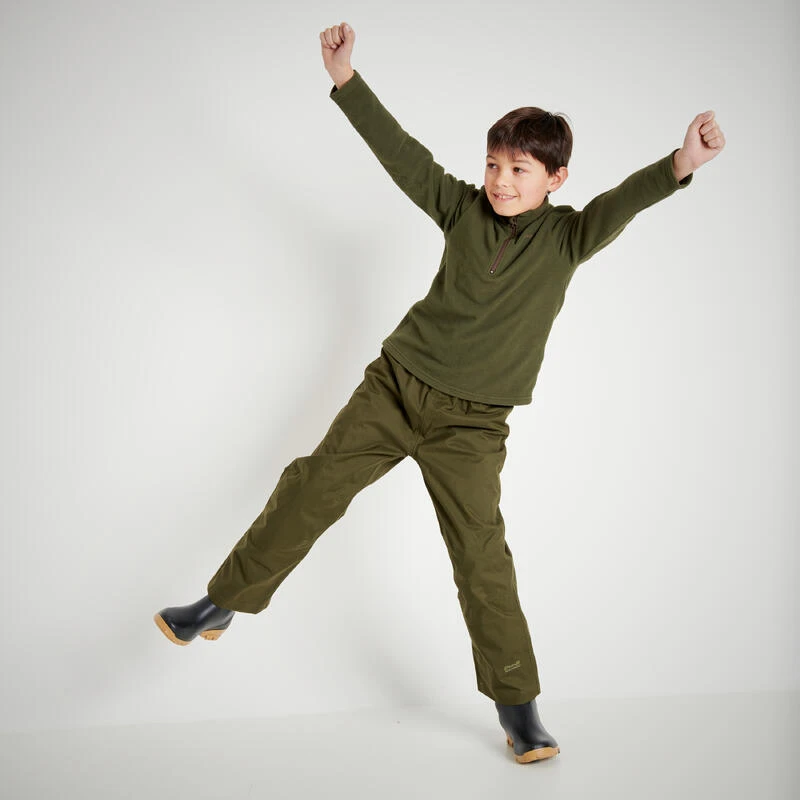 Surpantalon Imperméable Junior 100 Vert 4 Surpantalon Imperméable Junior 100 Vert – Image 4